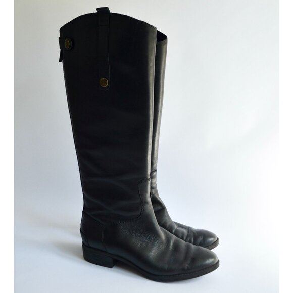 Sam Edelman Penny Riding Black Boots Size 6.5 Leather - Picture 1 of 8